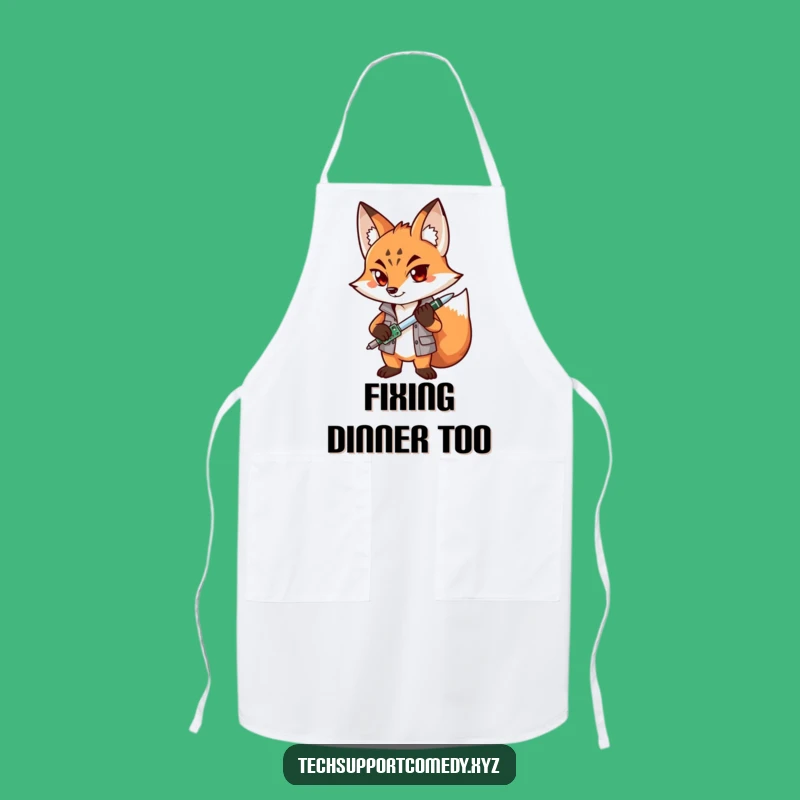 Funny Fox Mechanic Apron: Determined Chef's Tool for Hilarious Cooking Gift