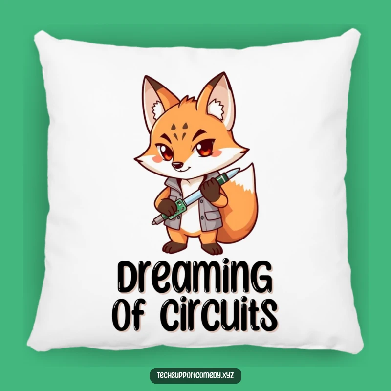 Funny Fox Mechanic Pillow: Cozy and Hilarious Home Decor Gift