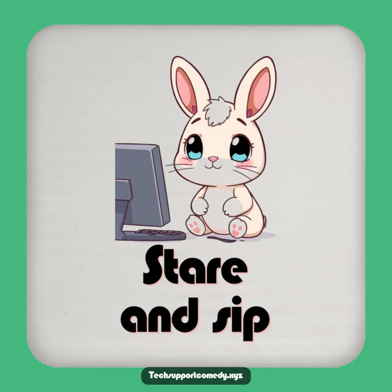 Funny Rabbit Computer Coasters - Protect Surfaces with Curiosity!