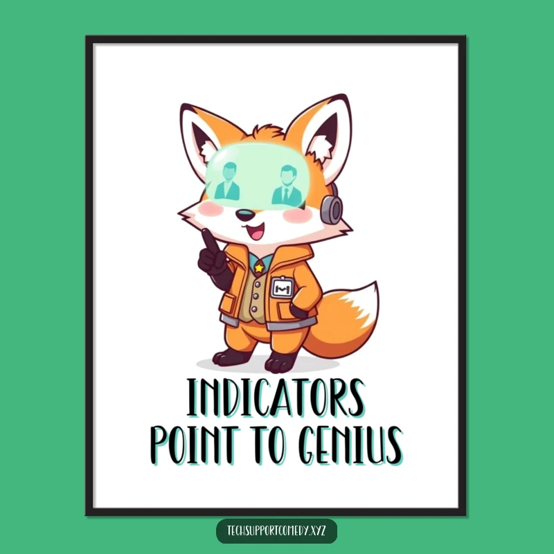 Funny Fox Diagnostic Poster - Playful Pointer Wall Art Gift!