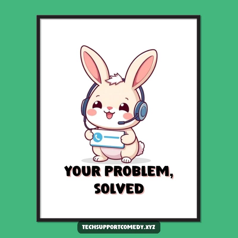 Funny Rabbit Support Poster - Cheerful Service Icon Wall Art Gift!