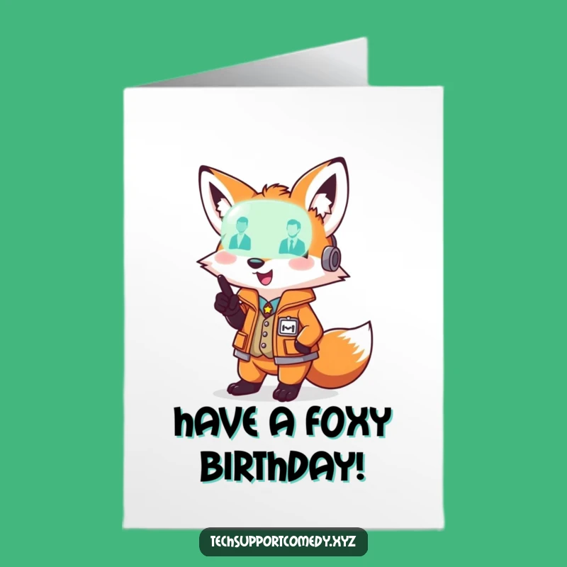 Free Printable Birthday Card: Playful Fox Vest Diagnostic Light Downloadable Gift