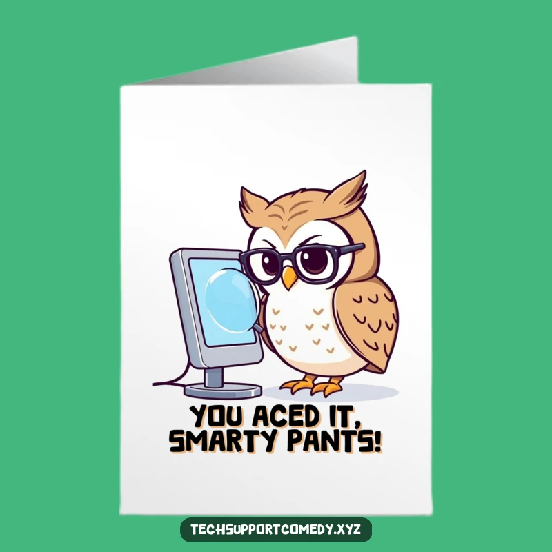 Free Printable Congrats Card: Funny Owl Glasses Computer Magnifying Downloadable Gift