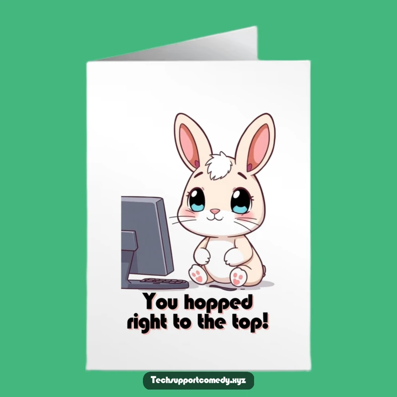 Free Printable Congrats Card: Rabbit & Computer Screen - Funny Tech Downloadable