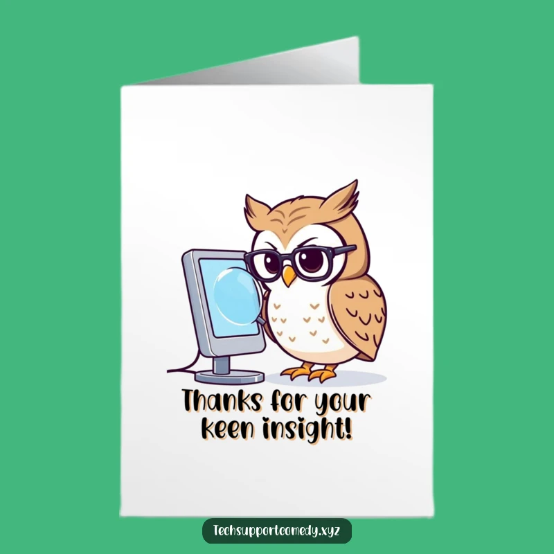 Free Printable Thank You Card: Funny Owl Glasses Computer Magnifying Downloadable Gift