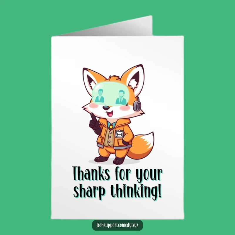 Free Printable Thank You Card: Playful Fox Vest Diagnostic Light Downloadable Gift