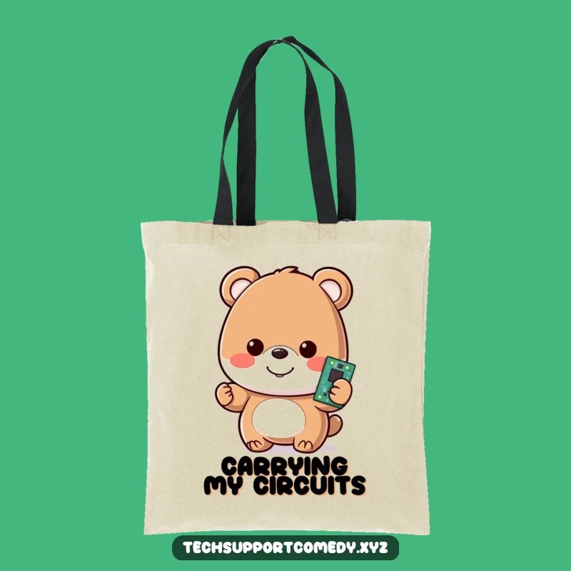 Funny Bear Motherboard Tote Bag - Carry Your Tech Hilariously!